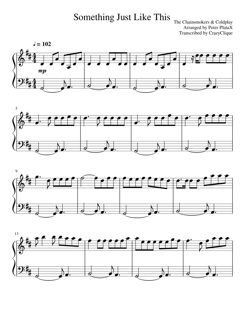 Something Just Like This Sheet Music For Piano Solo Download And Print In Pdf Or Midi Free Sheet Music Musescore Com