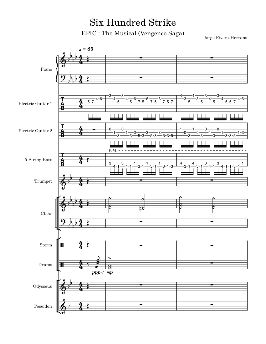 Six Hundred Strike – Jorge Rivera-Herrans (EPIC : The Musical) Sheet ...