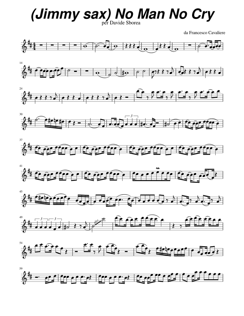 Jimmy sax) No Man No Cry Sheet music for Saxophone alto (Solo) |  Musescore.com