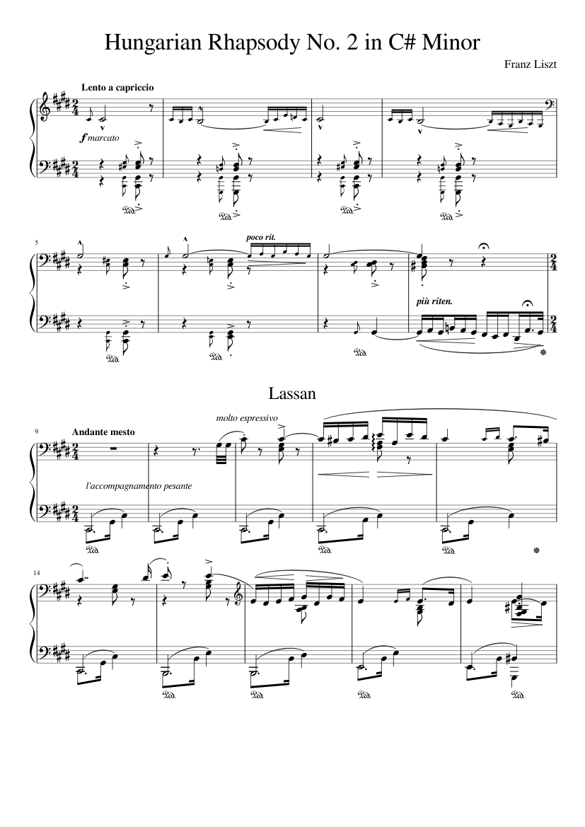Liszt - Hungarian Rhapsody No. 2 Sheet music for Piano (Solo) |  Musescore.com