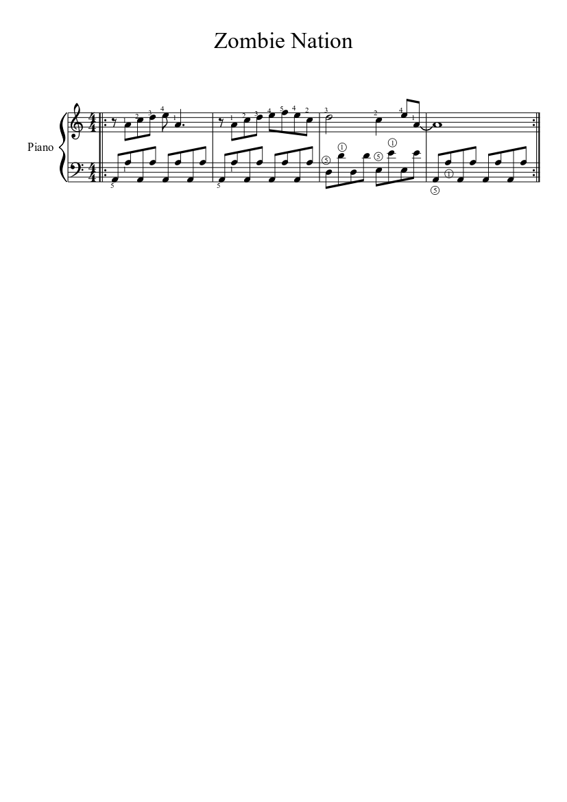 ゾンビネーション 楽譜 ピアノ (ソロ) easy | MuseScore.com