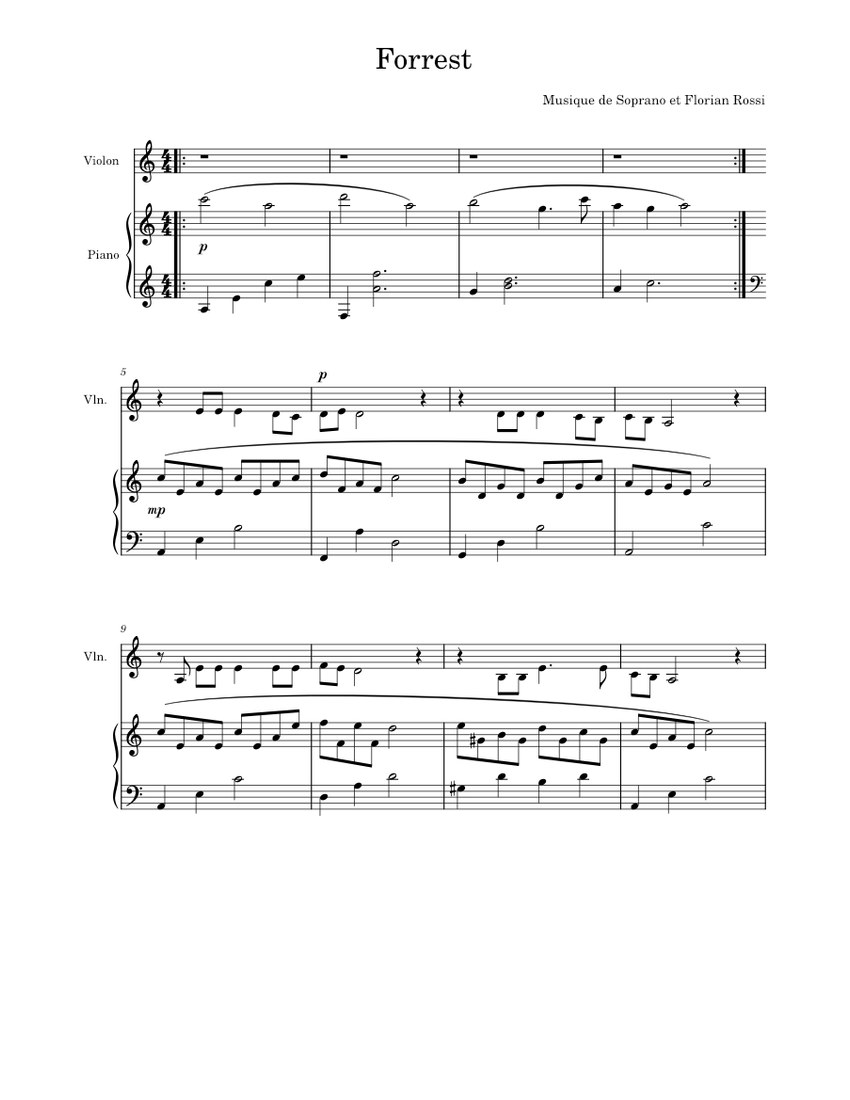 Forrest – Soprano - piano tutorial
