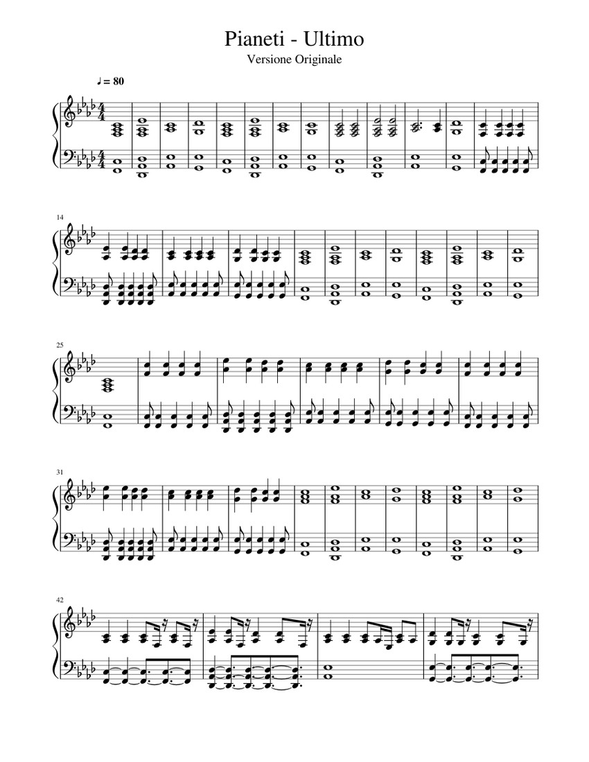Pianeti - Ultimo Sheet music for Piano (Solo) Easy