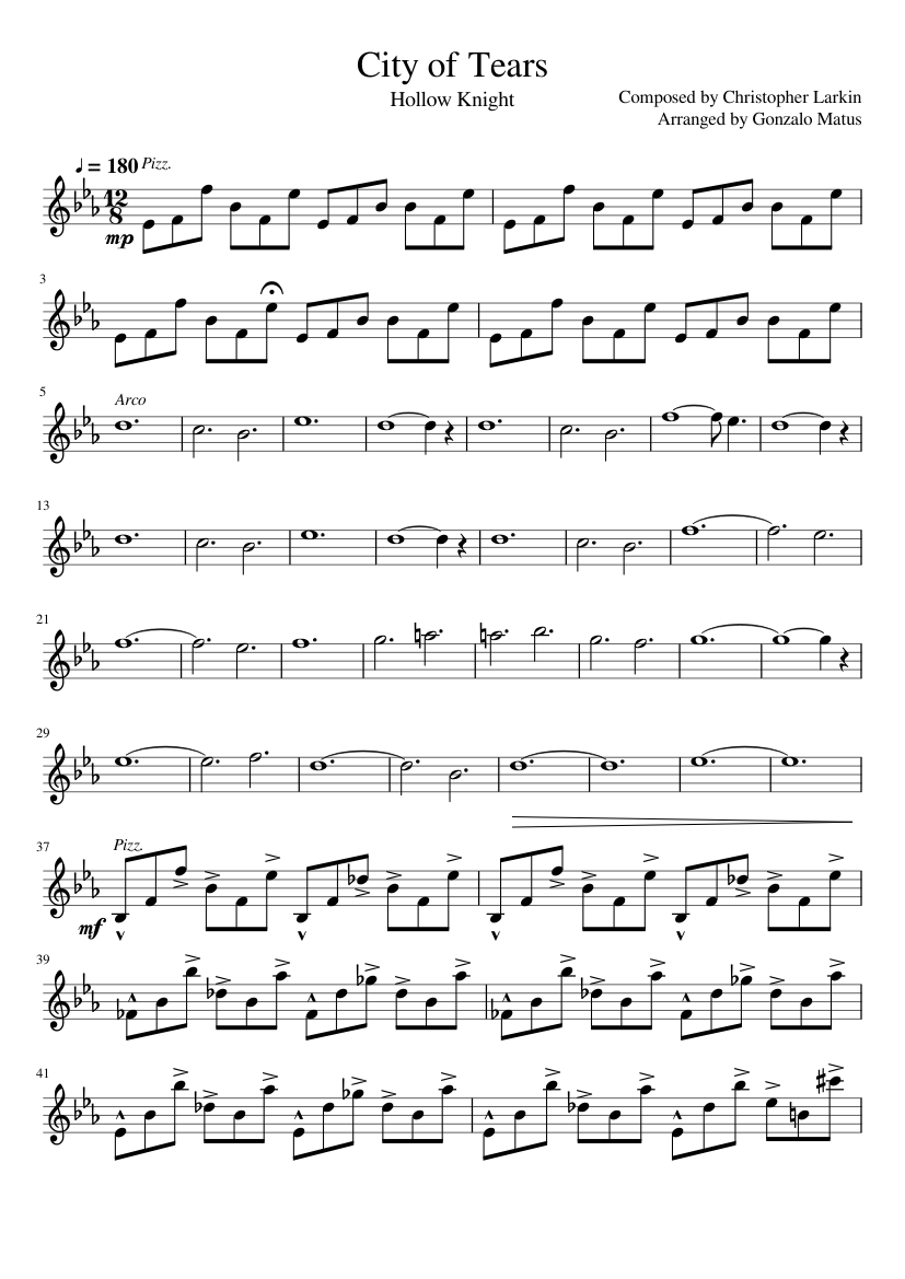 City of Tears - Violin Solo Sheet music for Violin (Solo) | Musescore.com