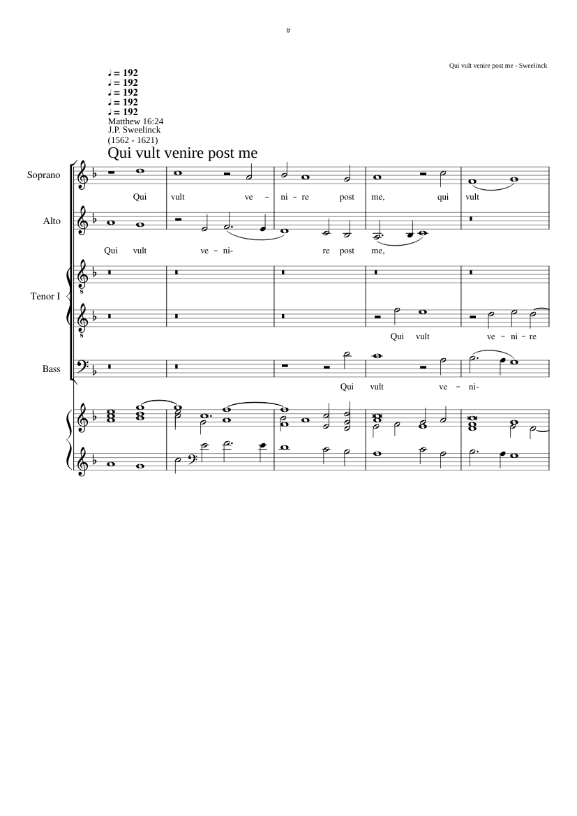 Qui vult venire post me SwWV 169
