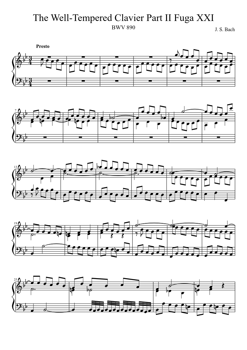 Prelude and Fugue in B-flat major BWV 890