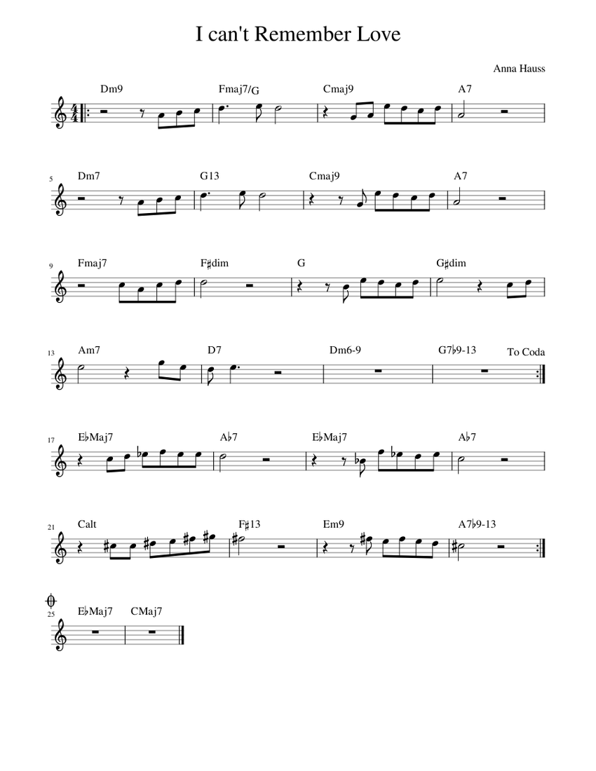I Can't Remember Love Sheet music for Piano (Solo) | Musescore.com