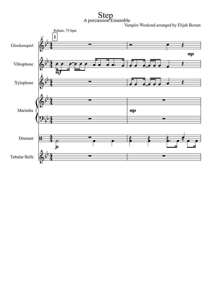 Step A Percussion Ensemble Sheet Music For Drum Group Marimba Glockenspiel Vibraphone More Instruments Percussion Ensemble Musescore Com