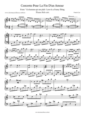 Concerto Pour La Fin D Un Amour By Francis Lai Free Sheet Music Download Pdf Or Print On Musescore Com