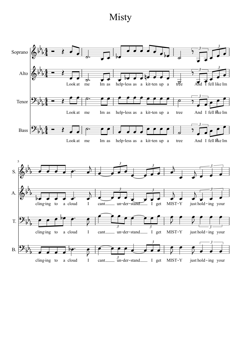 Misty Sheet music for Bass guitar (Solo)