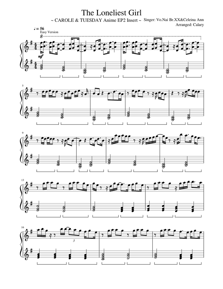 Download and print in PDF or MIDI free sheet music for Carole And Tuesday -...