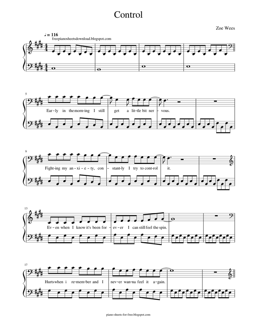 Download and print in PDF or MIDI free sheet music for Control by Zoe Wees ...