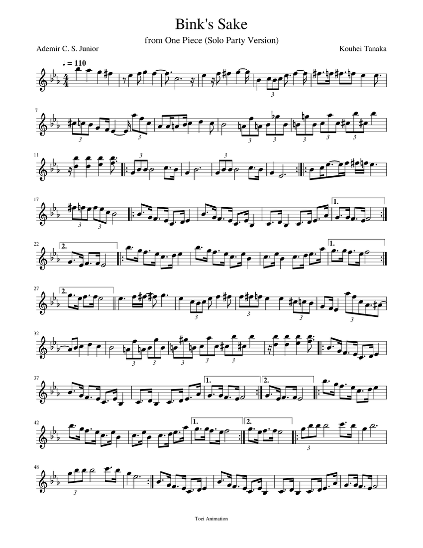 Bink's Sake (Violin - Party Version) Sheet music for Violin (Solo) |  Musescore.com