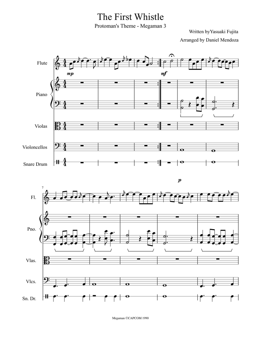 Megaman 3 Protoman S Theme Sheet Music For Piano Flute Solo Musescore Com
