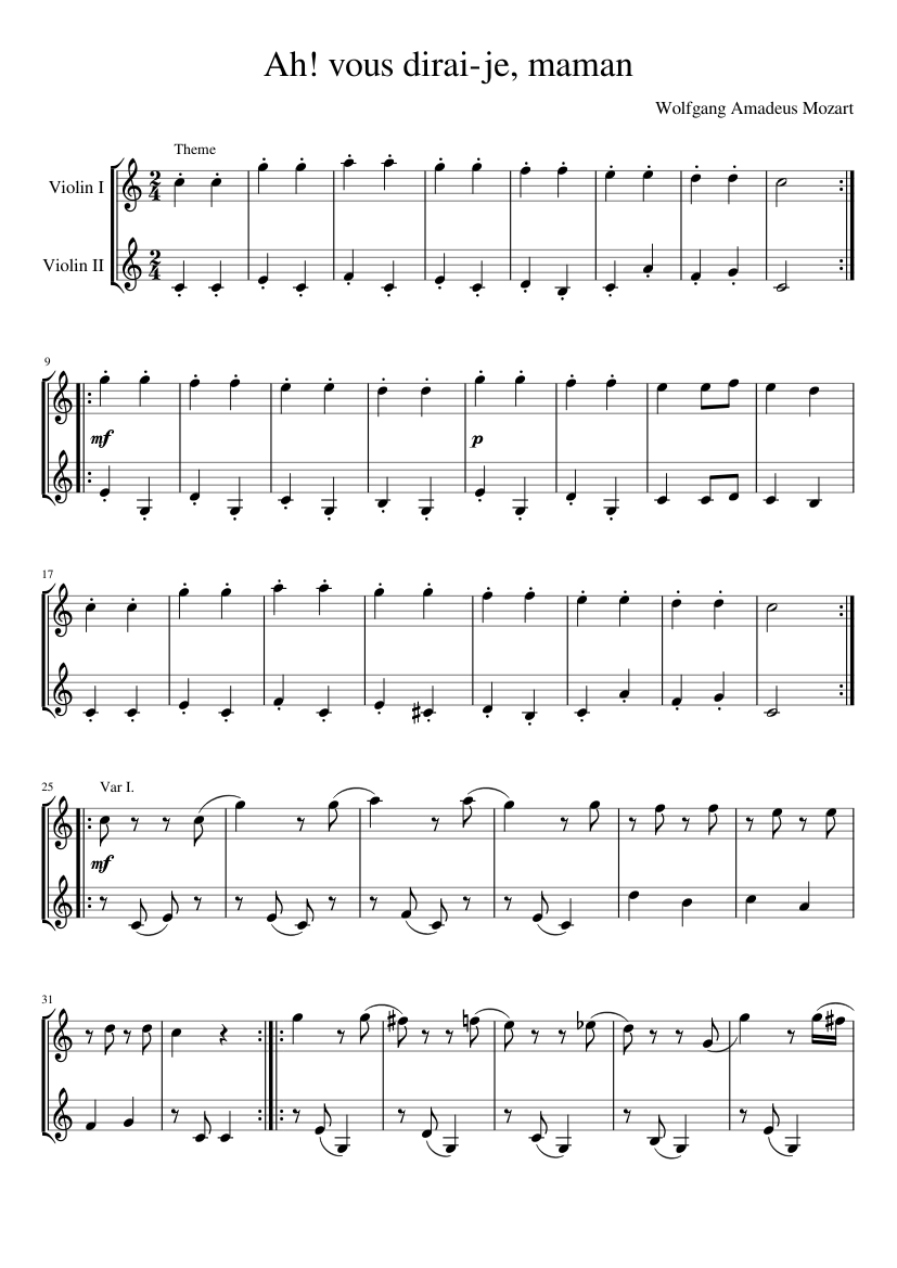 12 Variations on Ah vous dirai-je maman K.265/300e