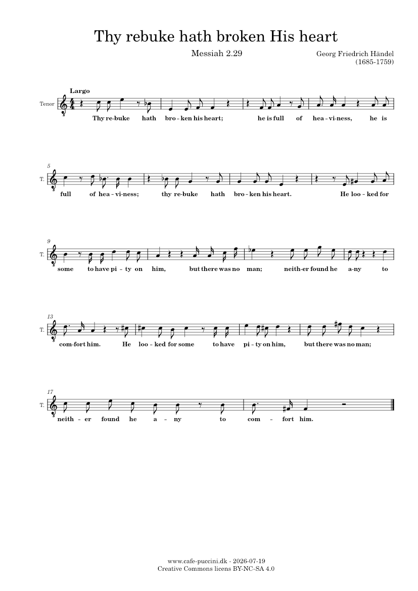 Messiah, 2.29 Thy rebuke hath broken His heart - Händel Sheet