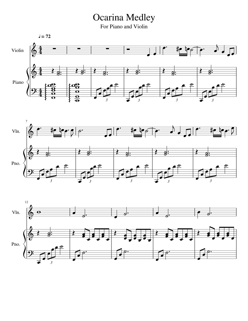 Ocarina Medley Sheet music for Piano, Violin (Solo)