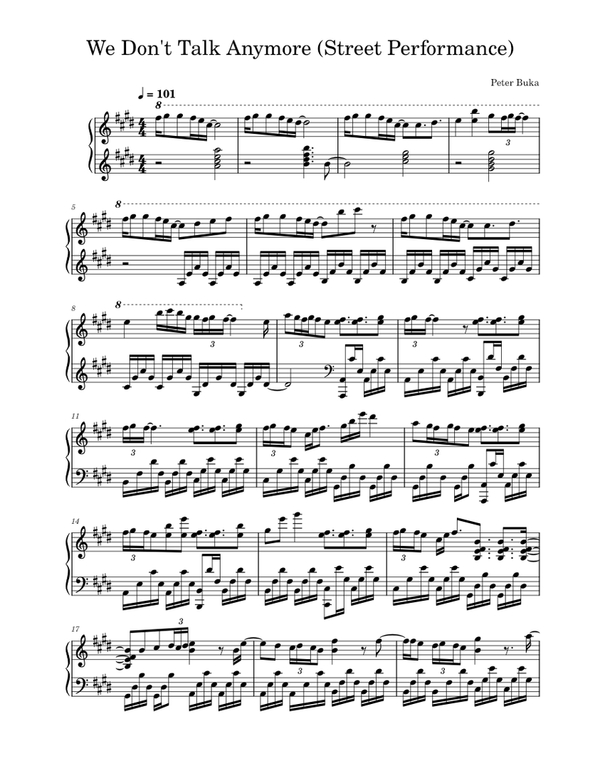 We Don't Talk Anymore Sheet music for Piano (Solo) | Musescore.com