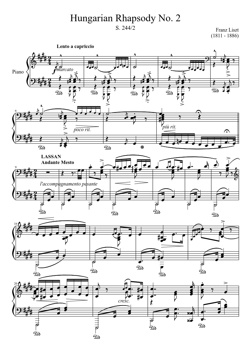 Hungarian Rhapsody No. 2 Sheet music for Piano (Solo) | Musescore.com