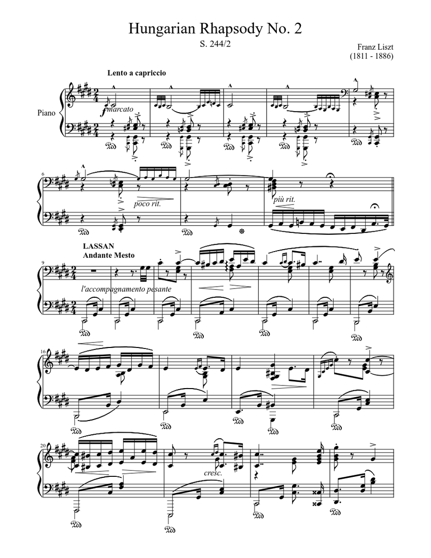 Hungarian Rhapsody No. 2 Sheet music for Piano (Solo) | Musescore.com