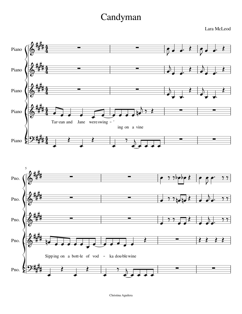 Candyman Sheet Music For Piano Mixed Quintet Musescore Com