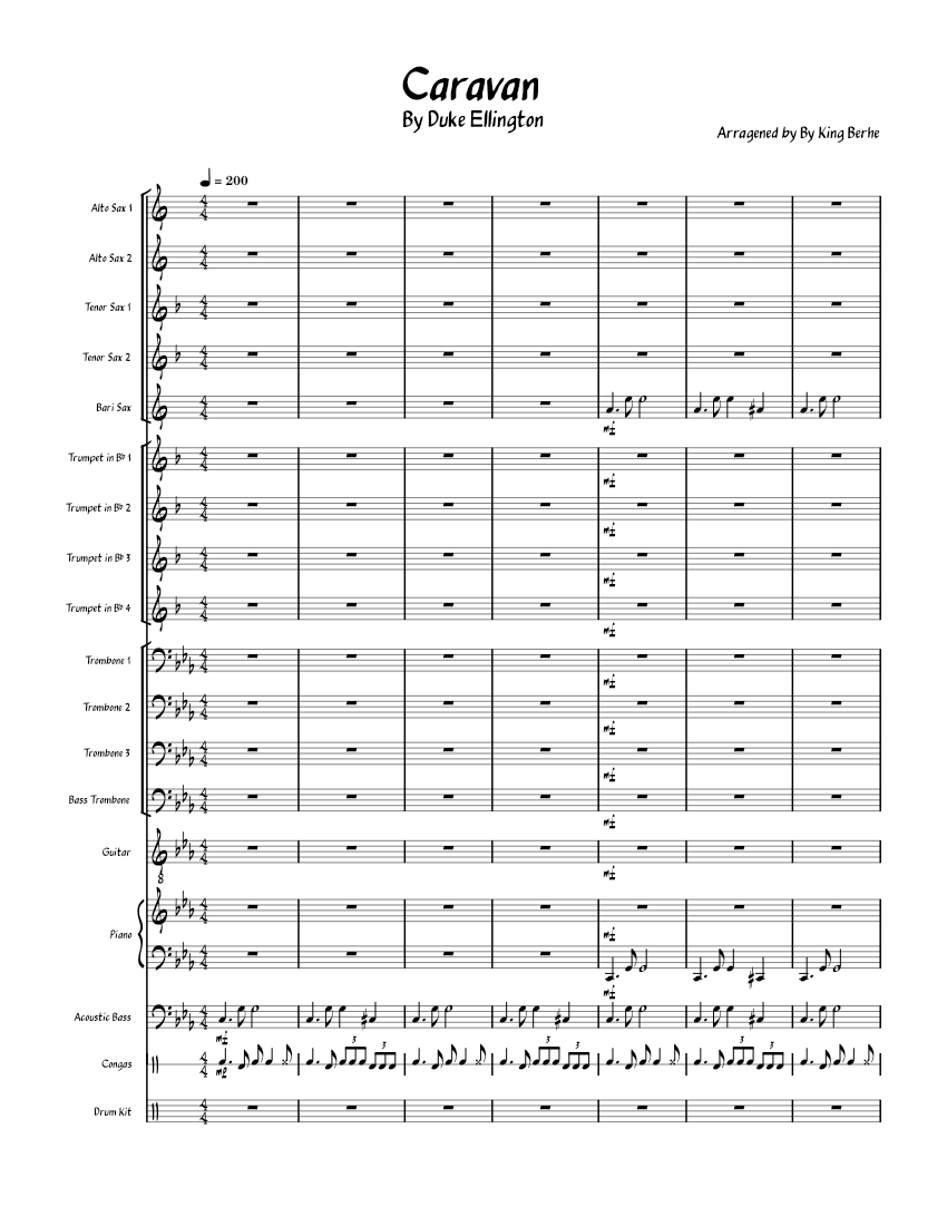 Caravan Sheet Music for Piano, Trombone, Saxophone alto, Saxophone ...