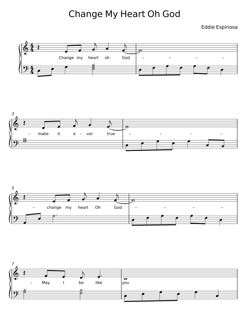 Change My Heart Oh God - Eddie Espinosa Sheet Music for Piano (Solo) easy | MuseScore.com