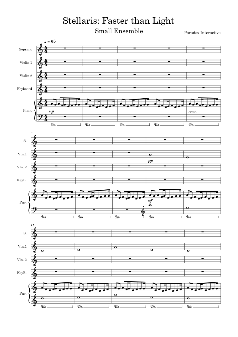 Faster than Light – Paradox Interactive Faster than Light(small ensemble) Sheet music for Piano, Soprano, (Mixed | Musescore.com