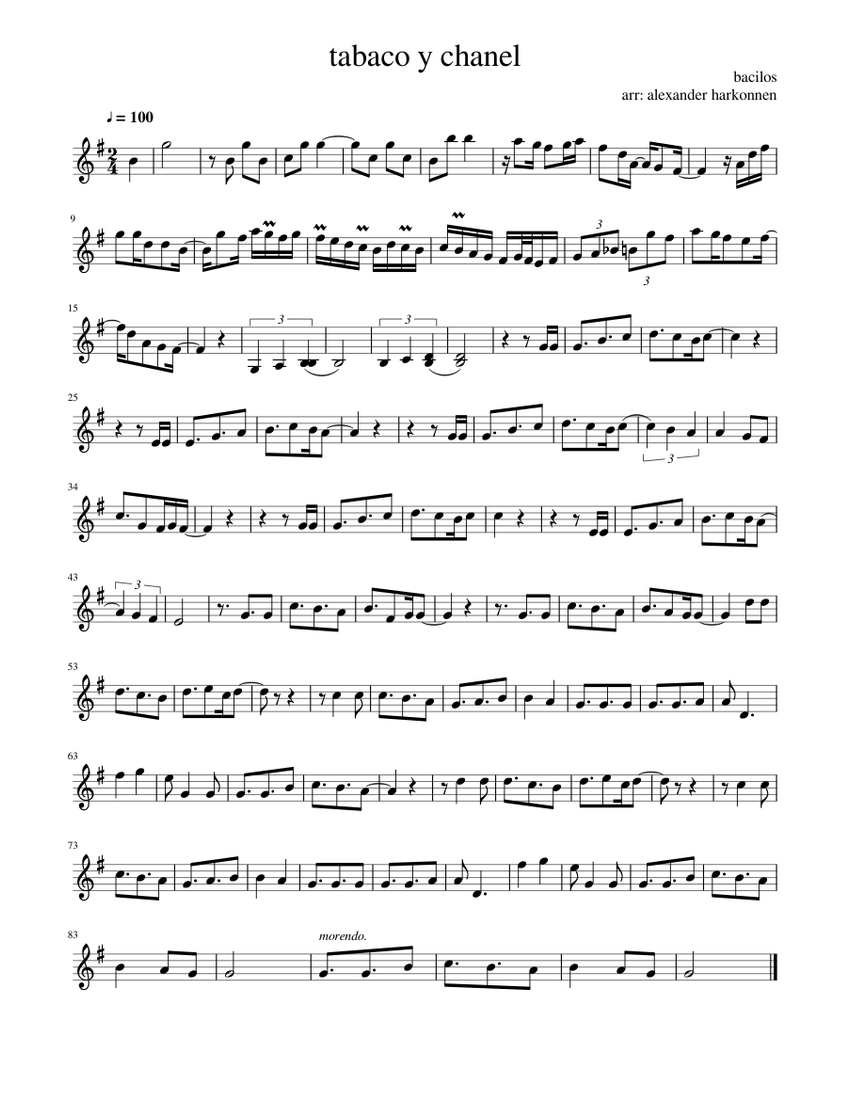 tabaco y chanel Sheet music for Flute (Solo) | Musescore.com