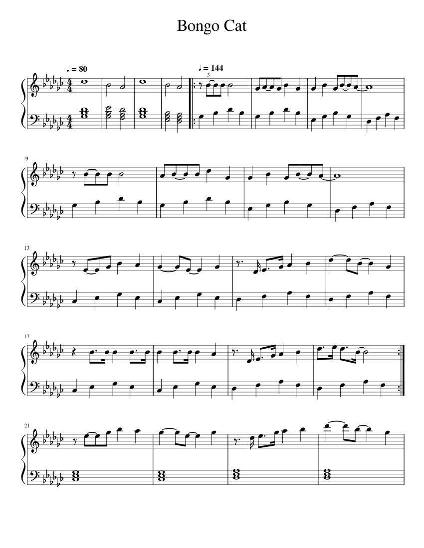 Bongo Cat Sheet music for Piano (Solo) Easy | Musescore.com