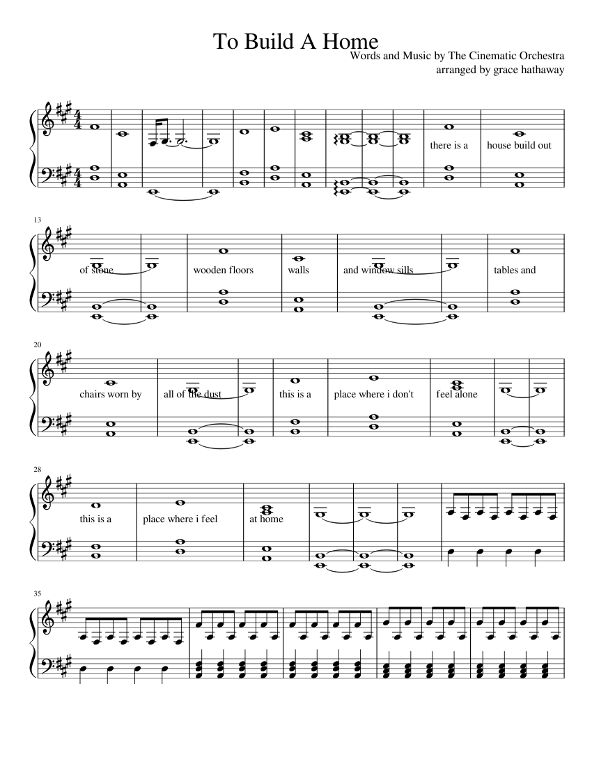 to build a home by the cinematic orchestra Sheet music for Piano (Solo) |  Musescore.com