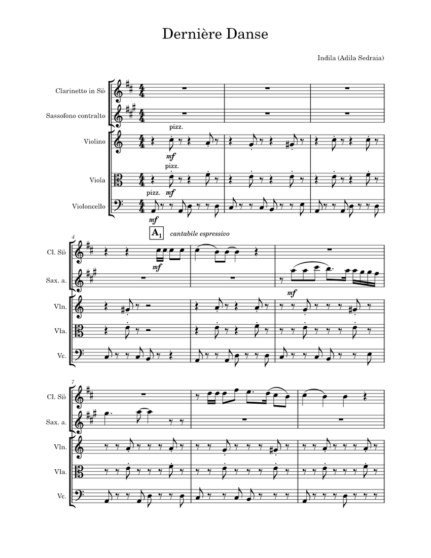 Dernière danse (Intermediate Level, Alto Sax) (Kyo) - Saxophone Sheet Music