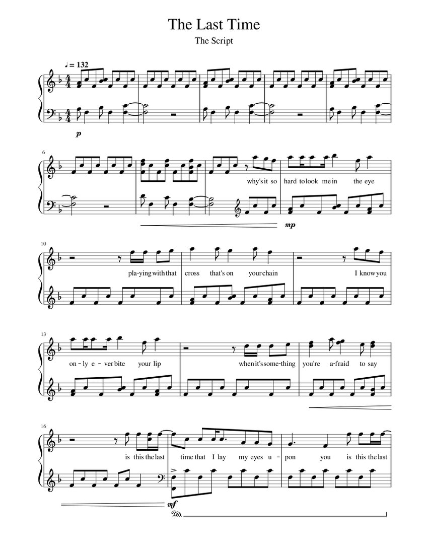 Last Itma Script The Last Time - The Script Sheet music for Piano (Solo) | Musescore.com