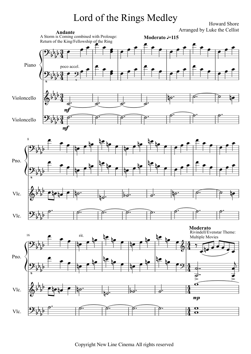 Lord of the Rings Meldey Sheet music for Piano (Solo) | Musescore.com