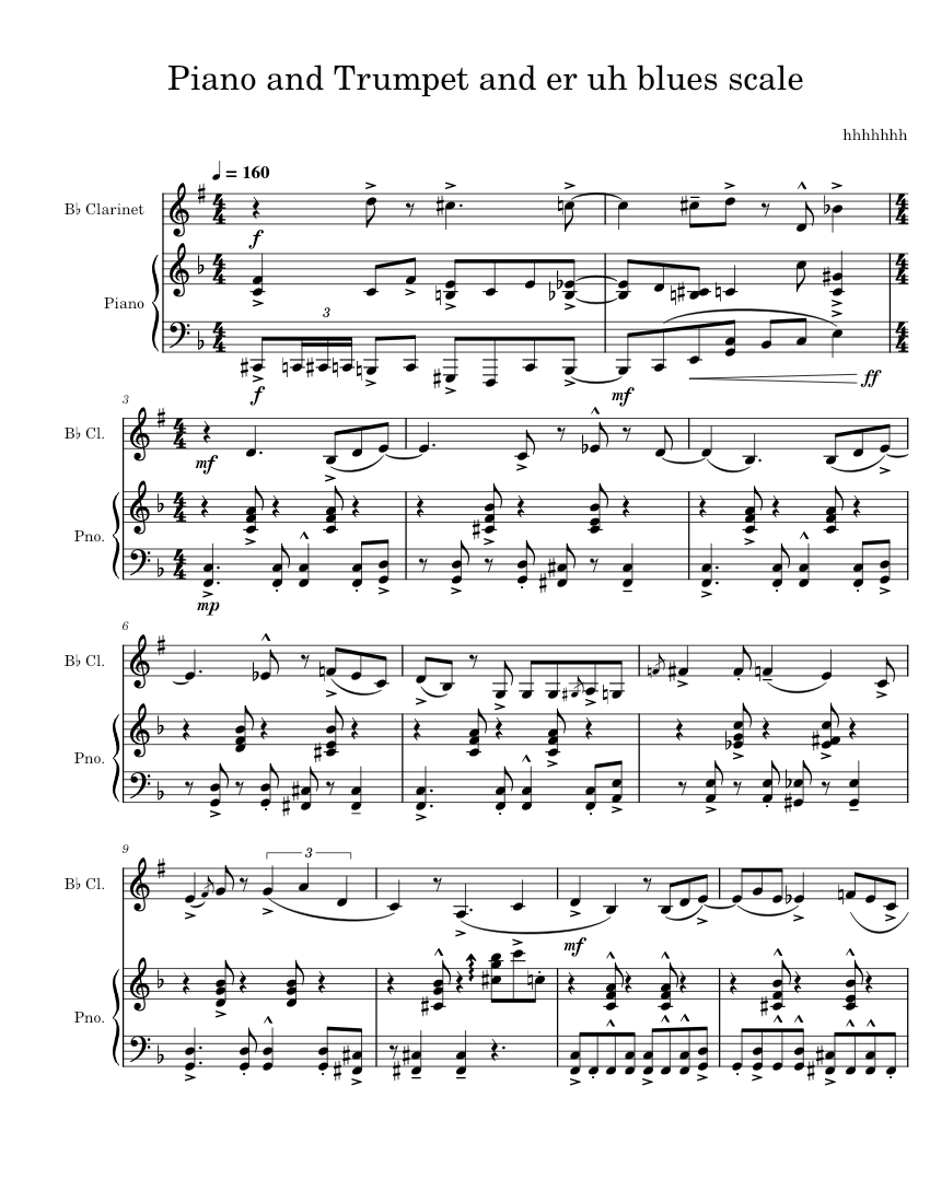 Piano and CLARINET Sheet music for Piano, Clarinet in b-flat (Mixed Duet) | Musescore.com