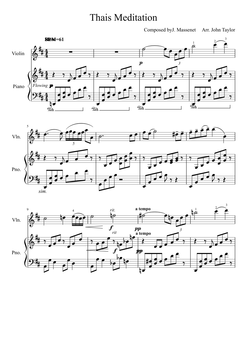Thais Meditation Sheet music for Piano, (Solo) | Musescore.com