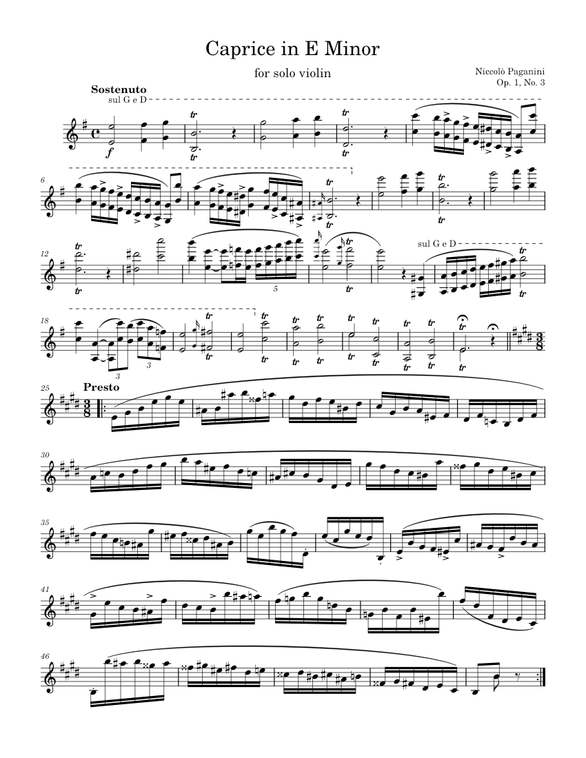 24 Caprices for Solo Violin Op.1