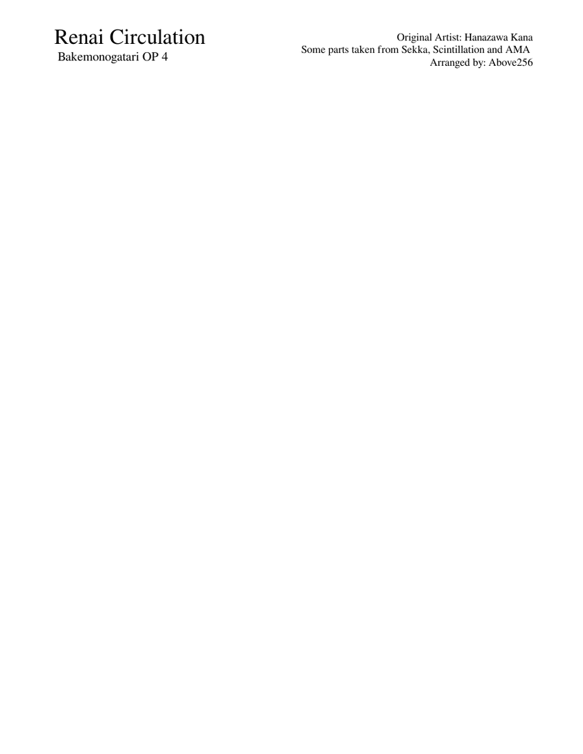 Bakemonogatari Op 4 Renai Circulation Band Piece Sheet Music For Trumpet In B Flat Trombone Flute Clarinet In B Flat More Instruments Mixed Ensemble Musescore Com Don't see the song you seek? bakemonogatari op 4 renai circulation