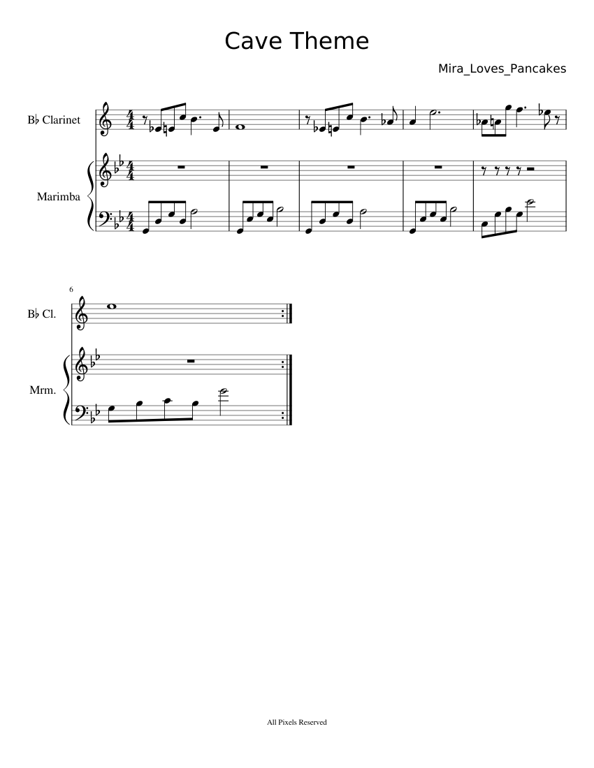 Advance sale Borrowed Imagination Cave Theme Sheet music for Clarinet in b-flat, Marimba (Mixed Duet) |  Musescore.com