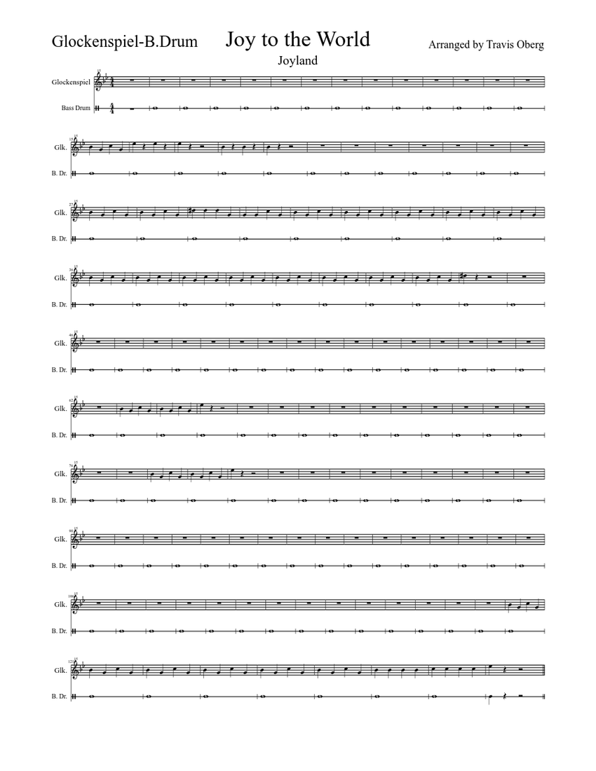 Joy to the WorldGlockenspiel Sheet music for Glockenspiel, Drum group