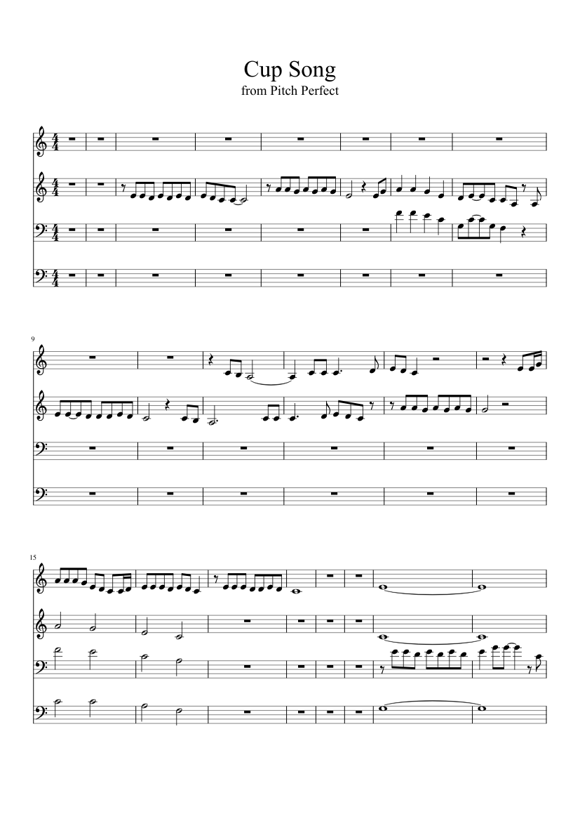 Cup Song from Pitch Perfect (full ver.) Sheet music for Piano (Mixed