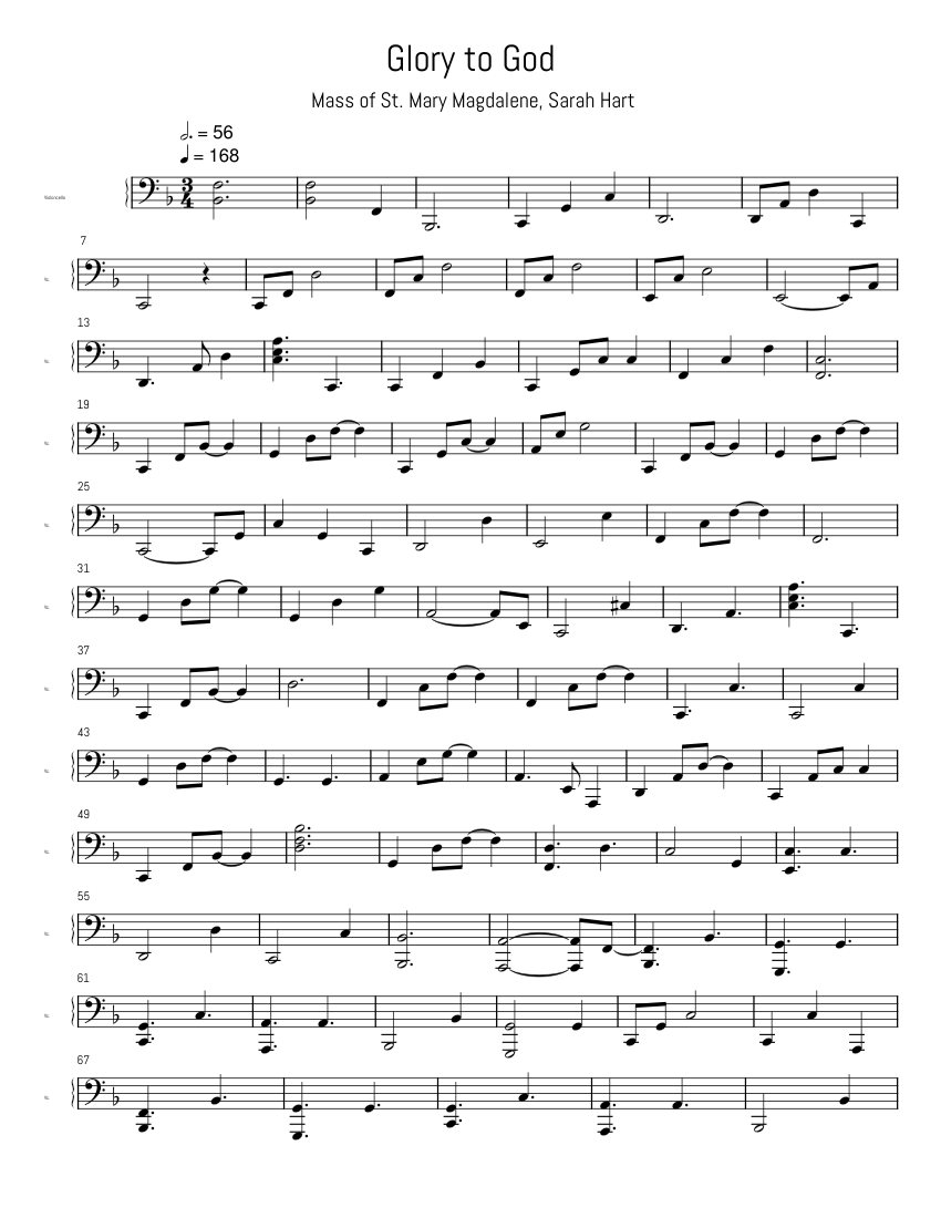 mass of mary magdalene cello ensemble Sheet music for Cello (String ...