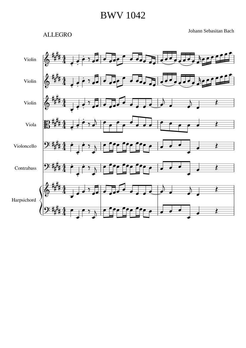 Violin Concerto in E major BWV 1042