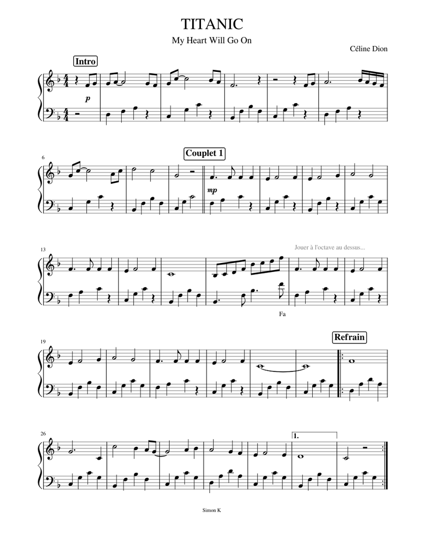TITANIC (piano easy with modulation) Sheet music for Piano (Solo) |  Musescore.com