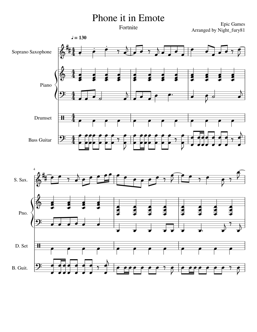 Phone It In Emote Sheet Music For Piano Drum Group Bass Saxophone Soprano Mixed Quartet Musescore Com Fortnite soprano duración 3:23 tamaño 4.97 mb / download here. phone it in emote sheet music for piano