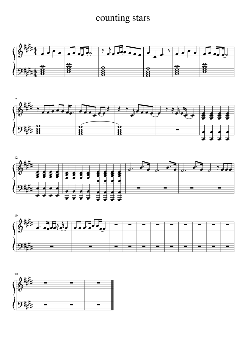 Counting stars Sheet music for Piano (Solo) Easy | Musescore.com
