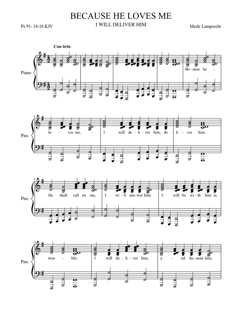 because he loves me Sheet music for Piano (Solo) | Download and print ...