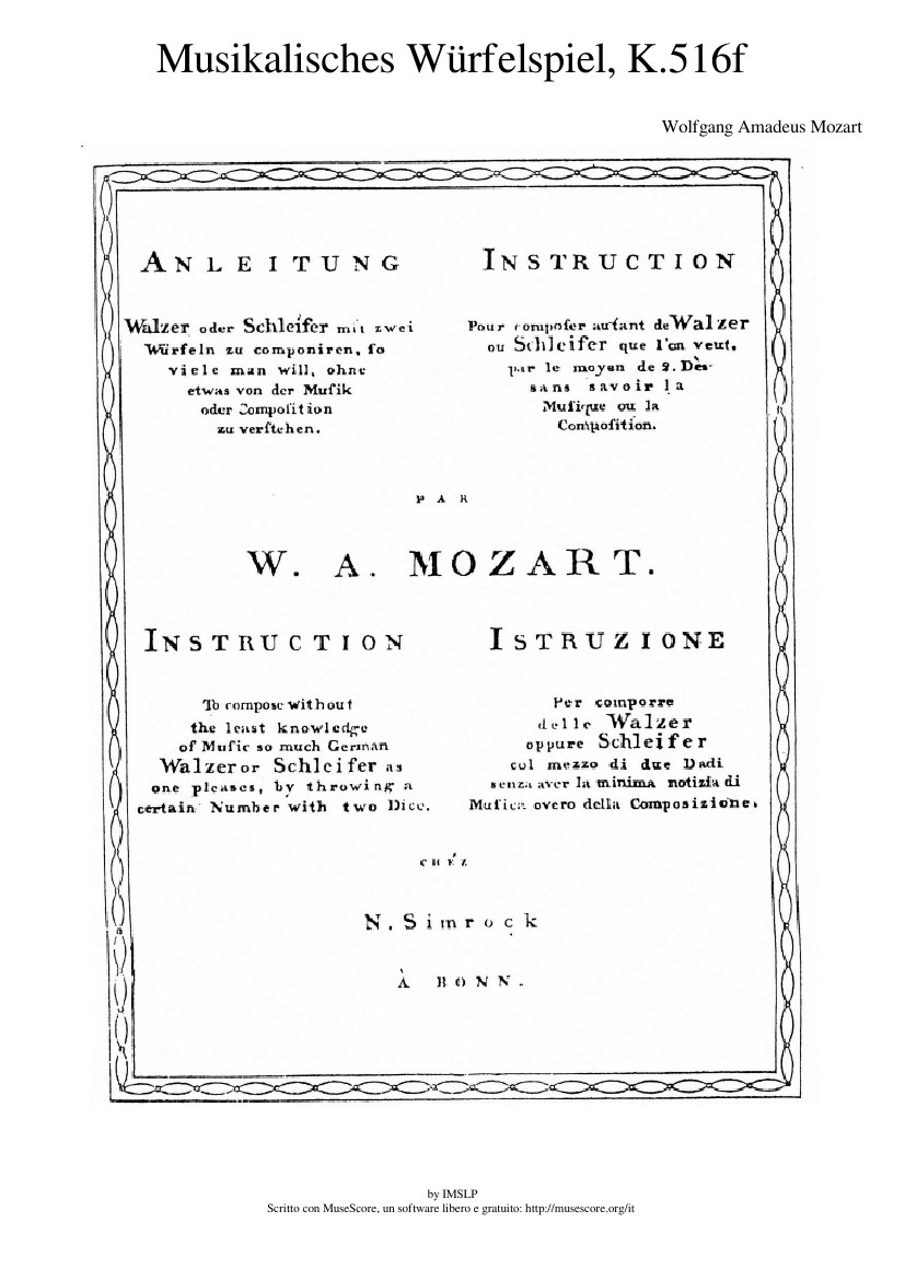 Musikalisches Würfelspiel K.516f