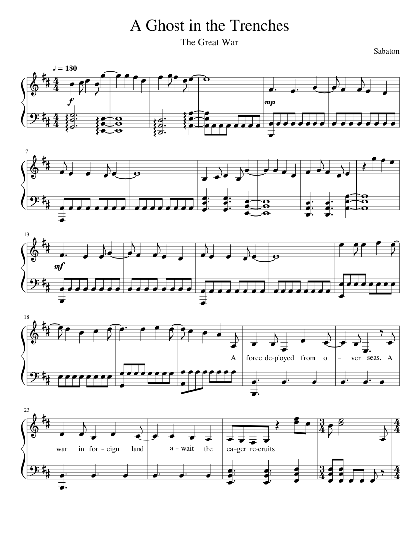 A Ghost in the Trenches Sheet music for Piano (Solo) | Musescore.com