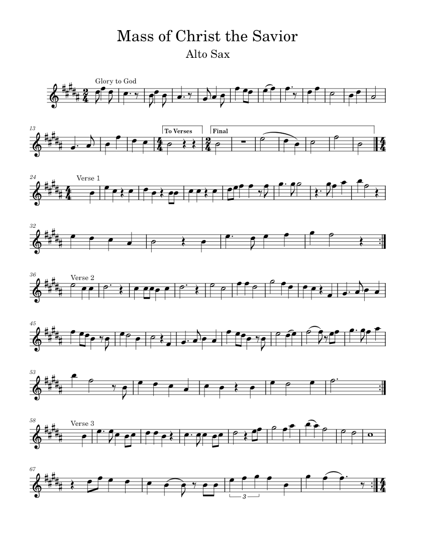 Mass of Christ the Savior (alto Sax) Sheet music for Saxophone alto